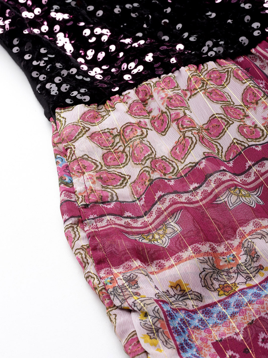 Cottinfab Printed Sequin Embellished One Shoulder Jumpsuit