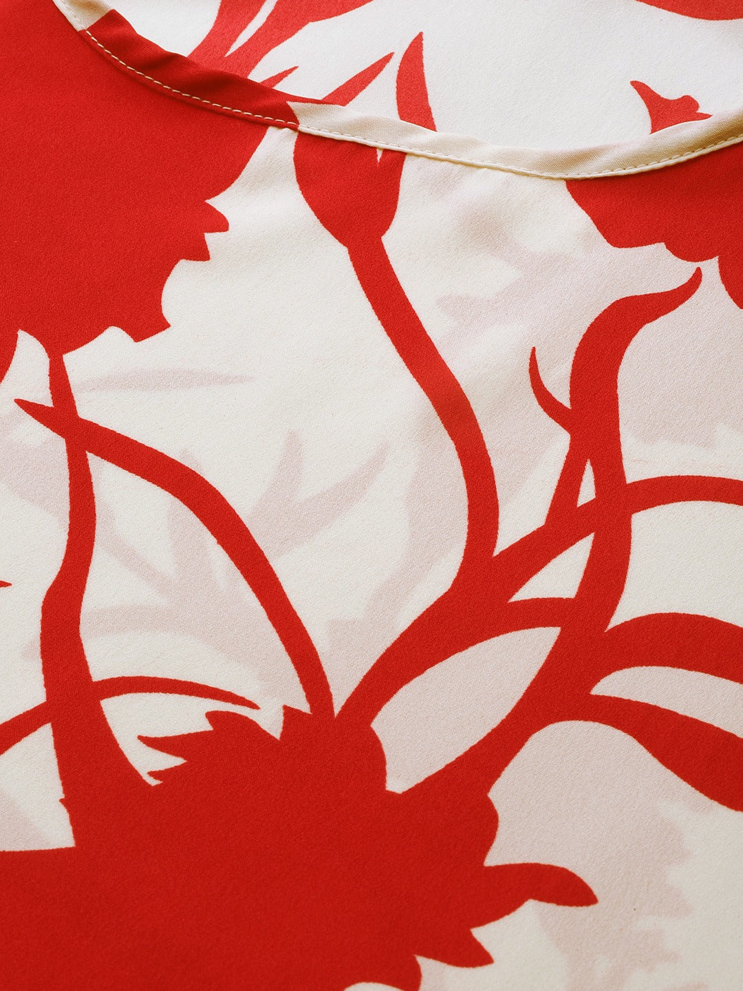 Cottinfab Red & White Maxi Printed Kaftan Style Nightdress