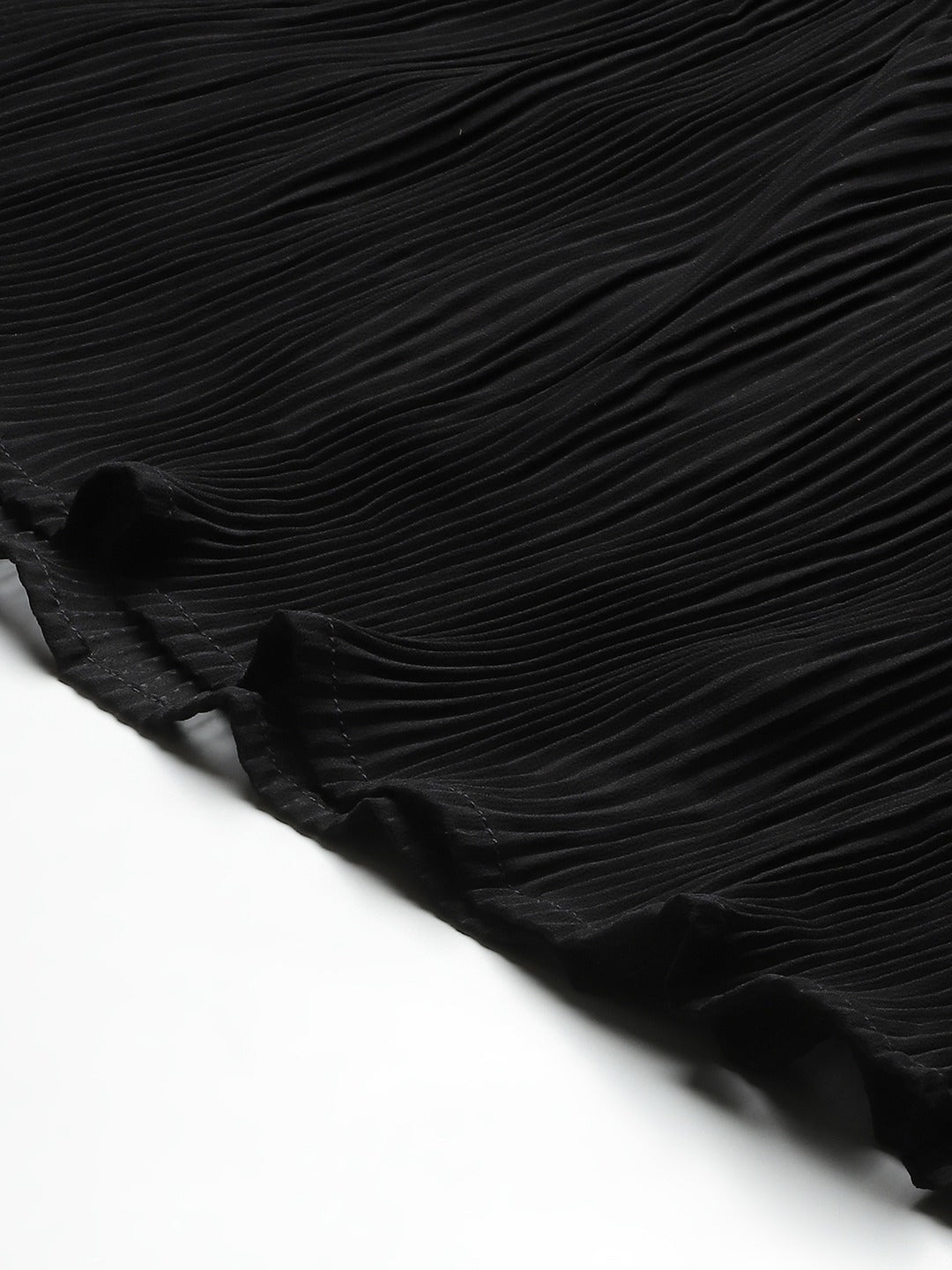 Cottinfab Women Black Georgette Accordion Pleats Skirt