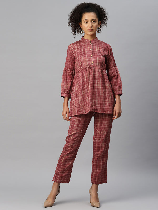 Cottinfab Women Checkered Shirt with Trouser