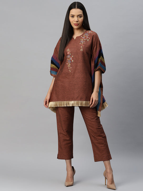 Cottinfab Women Embroidered Kaftan Top with Trouser