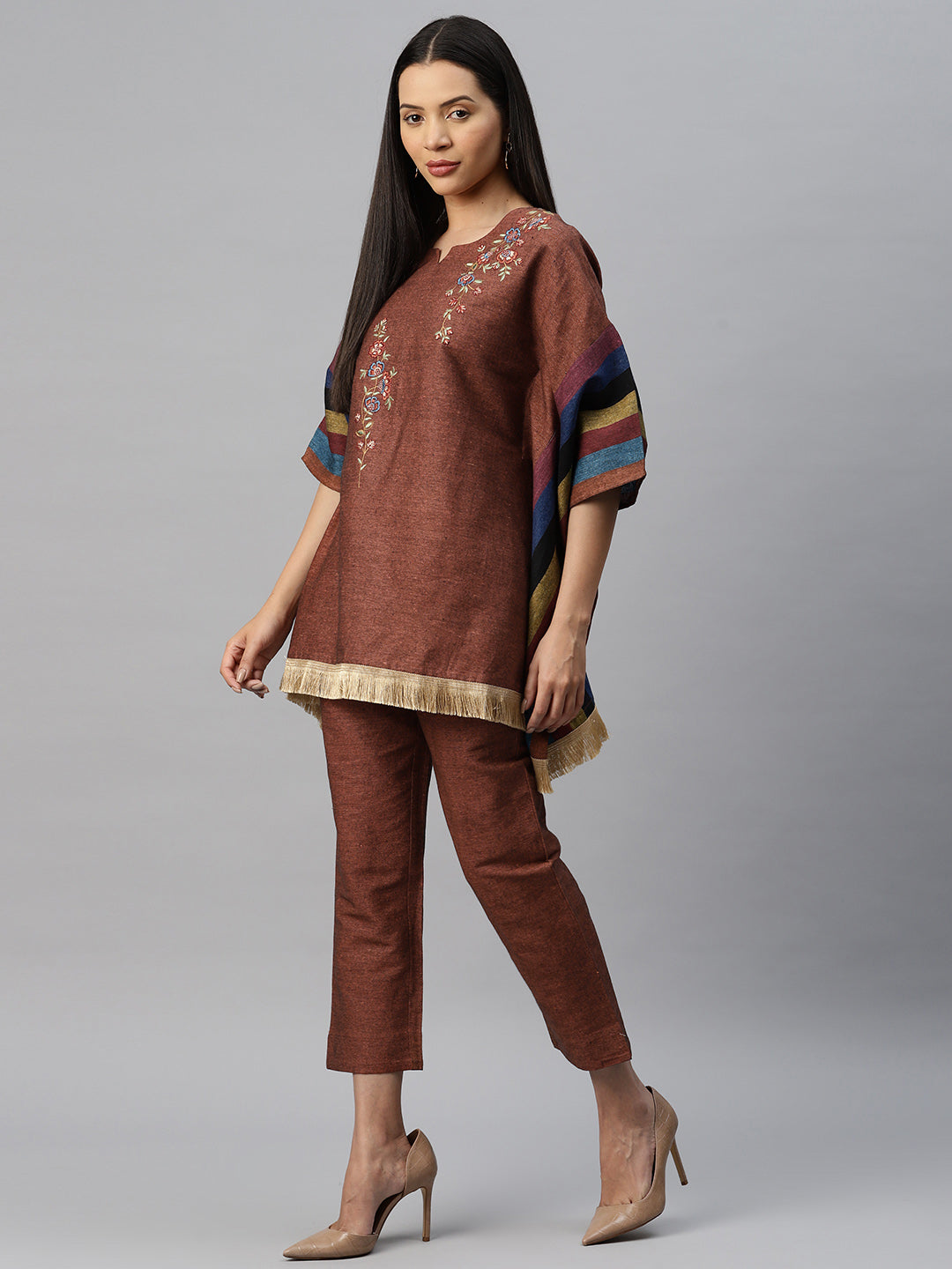 Cottinfab Women Embroidered Kaftan Top with Trouser