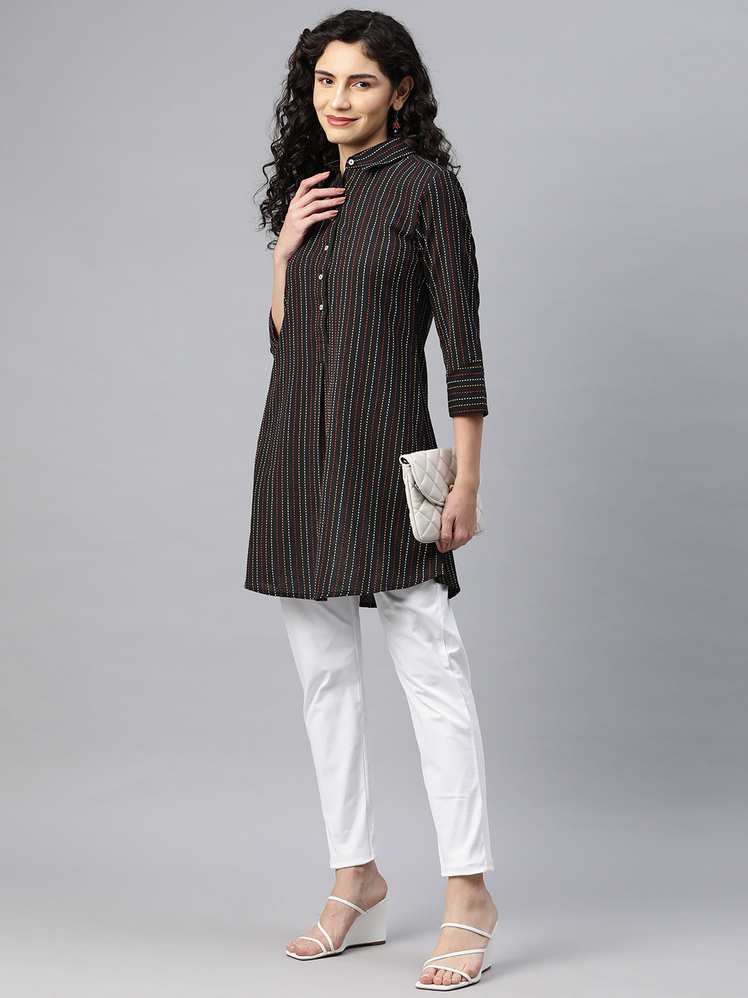 Cottinfab Women Kantha Worth Shirt Style Top