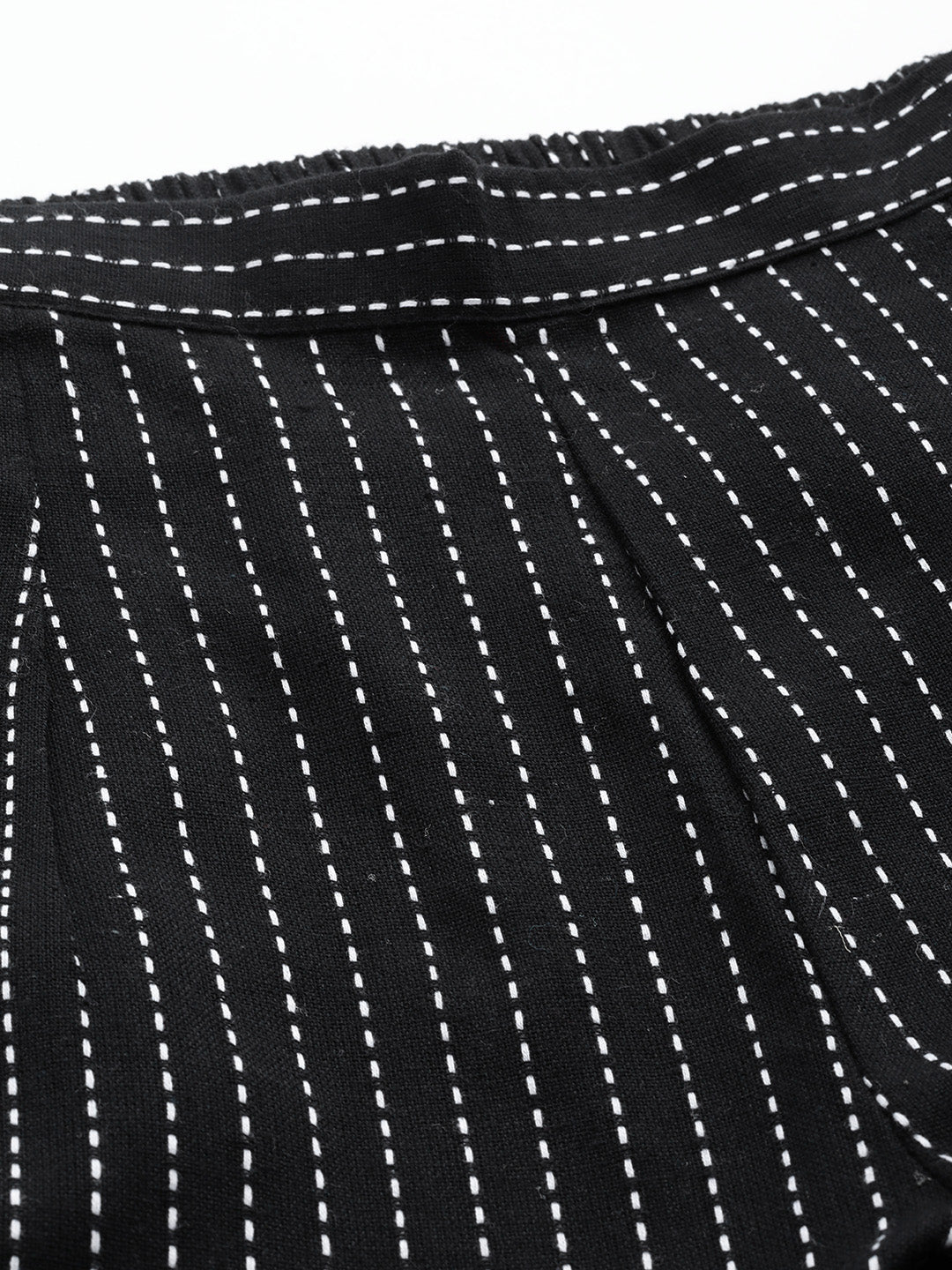 Cottinfab Striped Kantha Work Pure Cotton Shirt Co-Ords