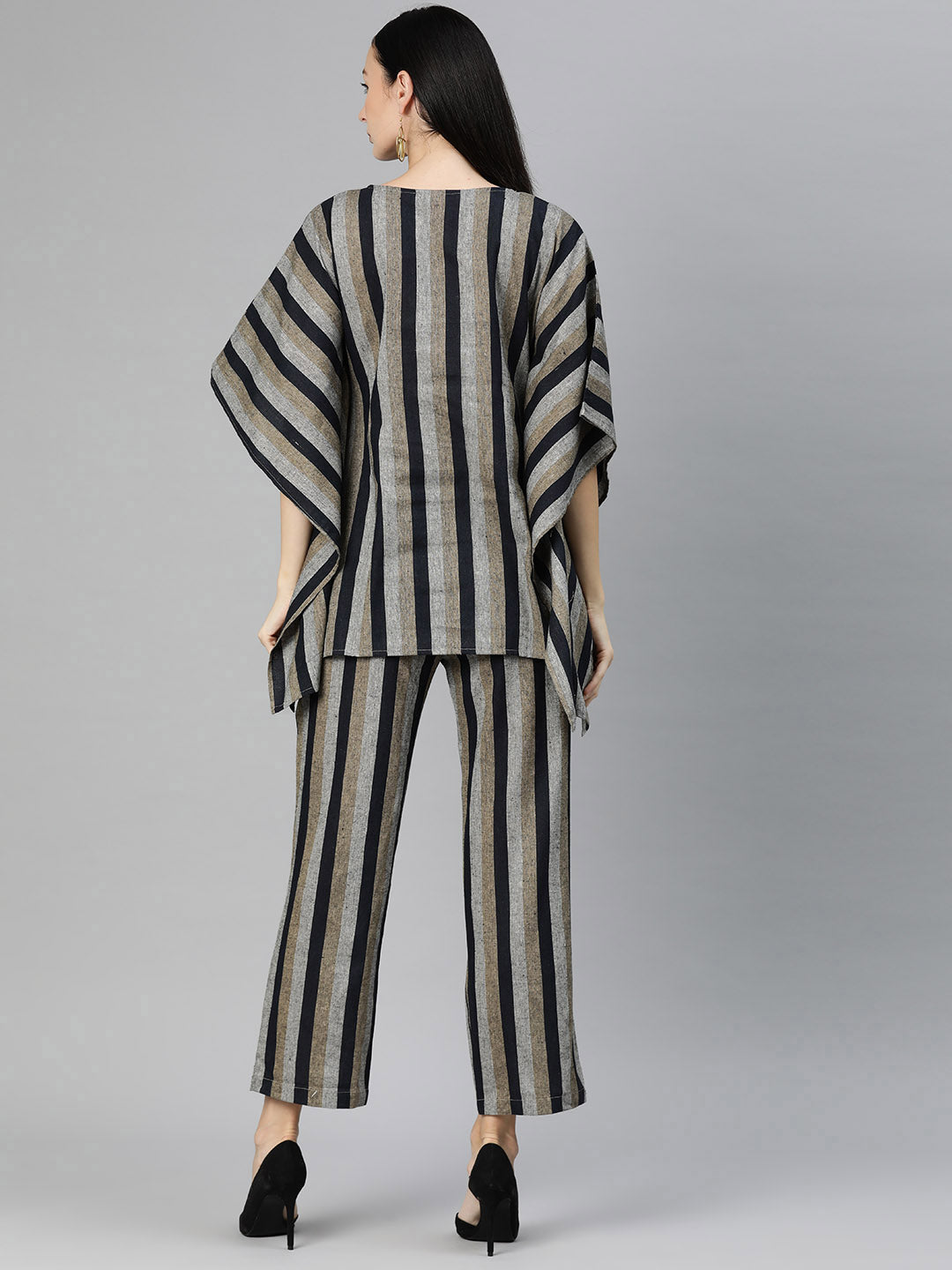 Cottinfab Women Striped Pure Cotton Kaftan Co-Ords