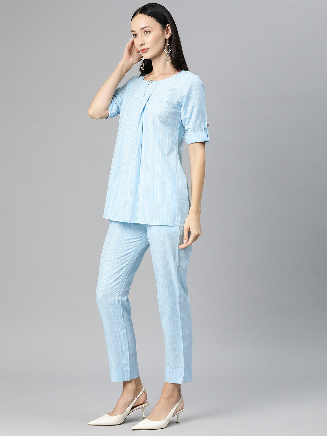 Cottinfab Women Striped Cotton Top with Trousers