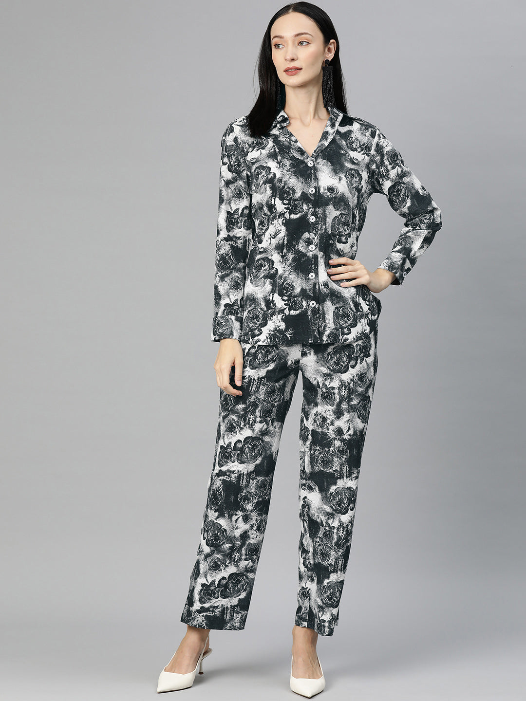 Cottinfab Women Printed Shirt with Trousers