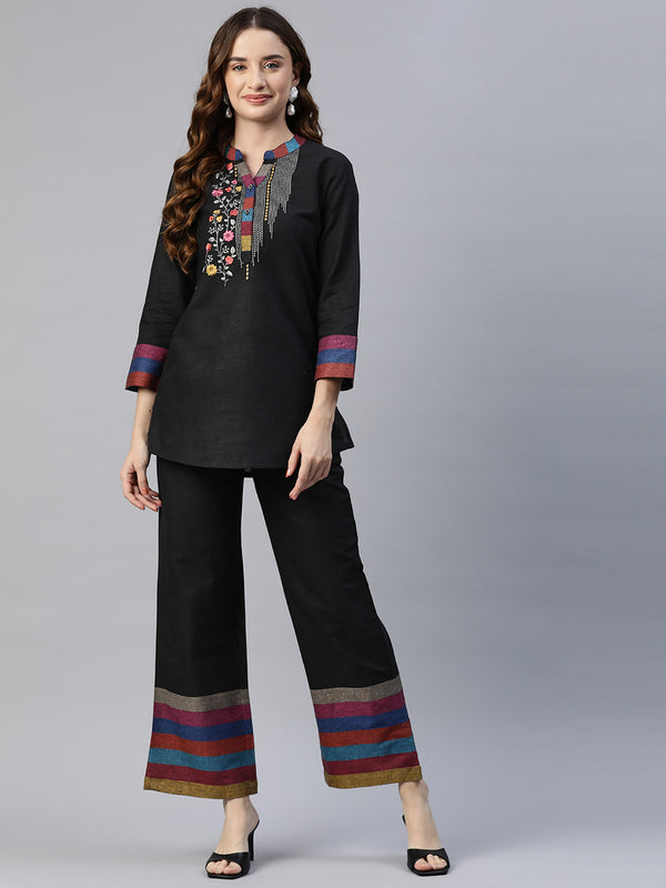 Cottinfab Women Embroidered Pure Cotton Ethnic Co-Ords