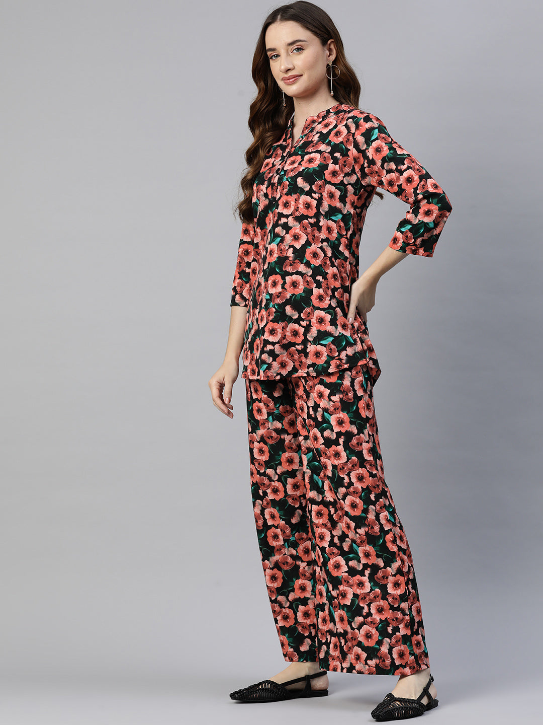 Cottinfab Women Floral Printed Top and Trouser Co-Ords