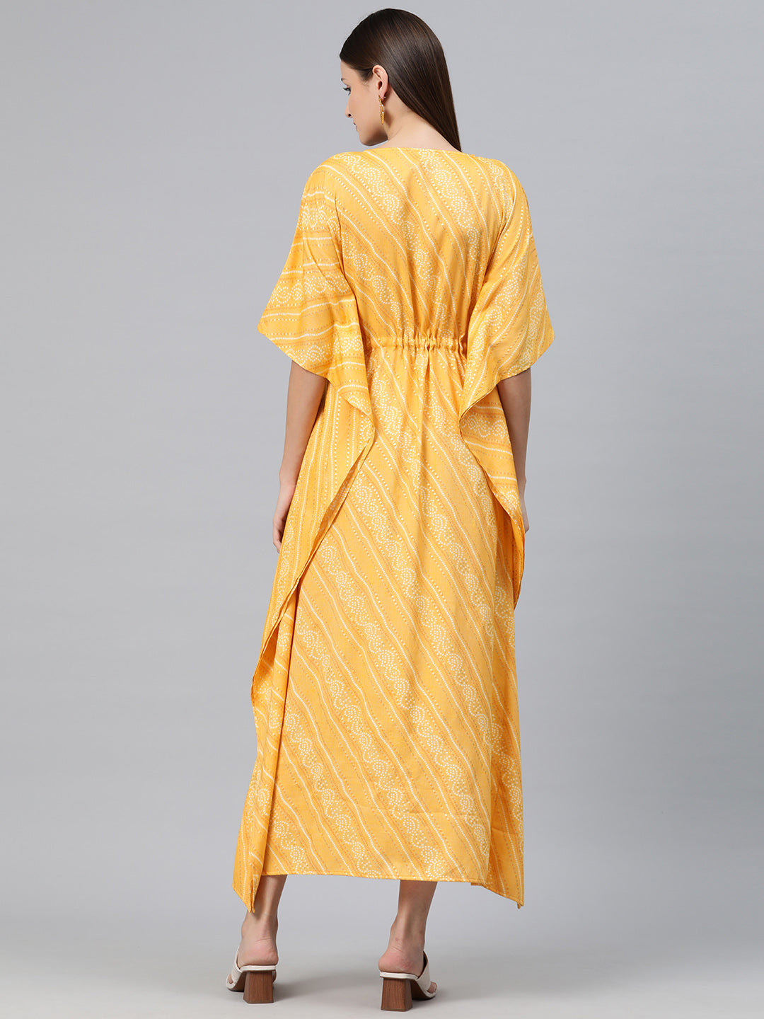 Cottinfab Women Ethnic Motifs Print Kimono Sleeve Kaftan Maxi Dress
