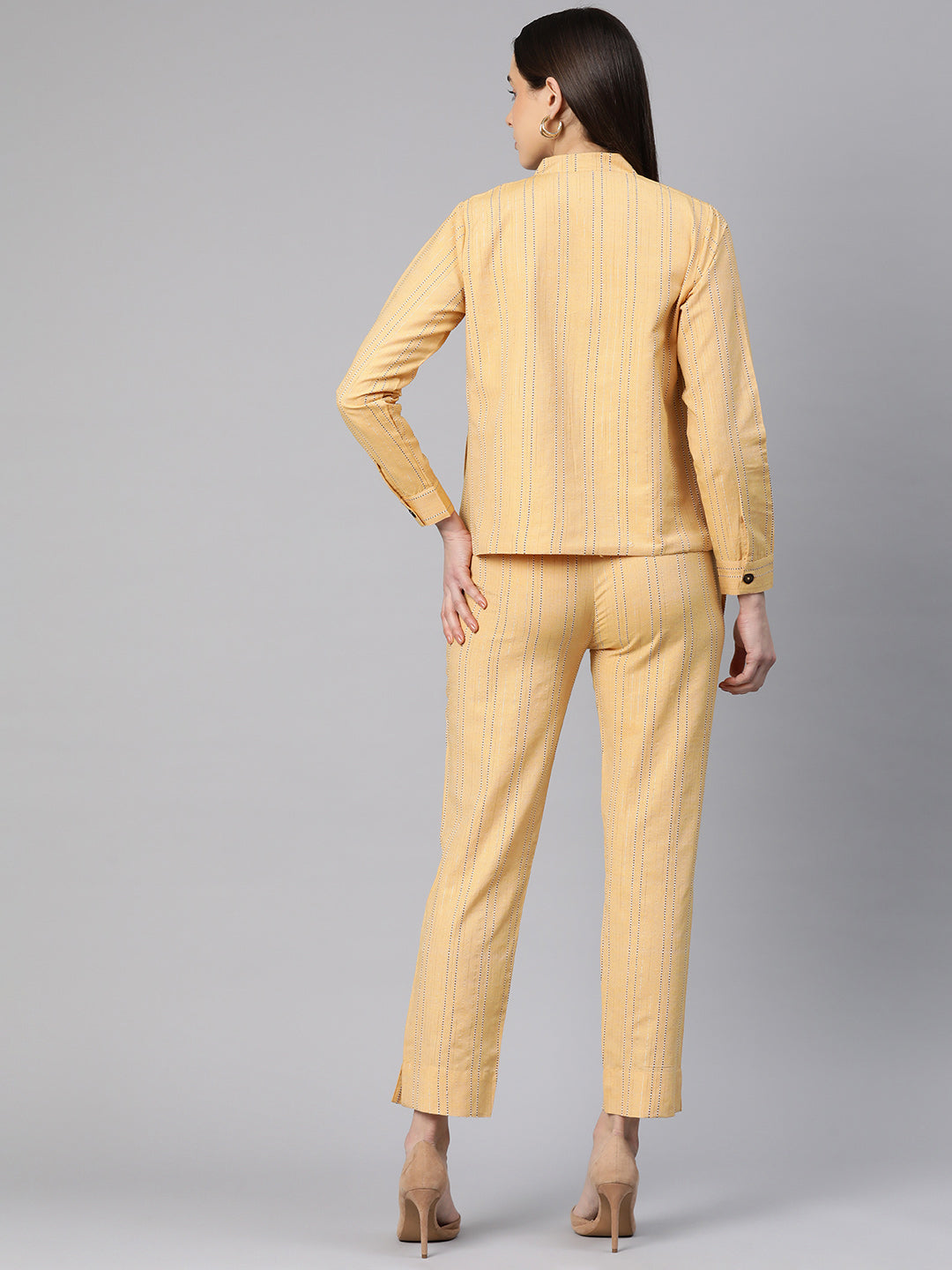 Cottinfab Striped Embroidered Two-Piece Formal Suit