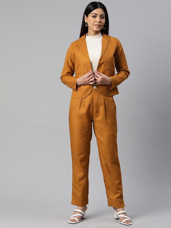 Cottinfab Women Solid Two-Piece Formal Suit