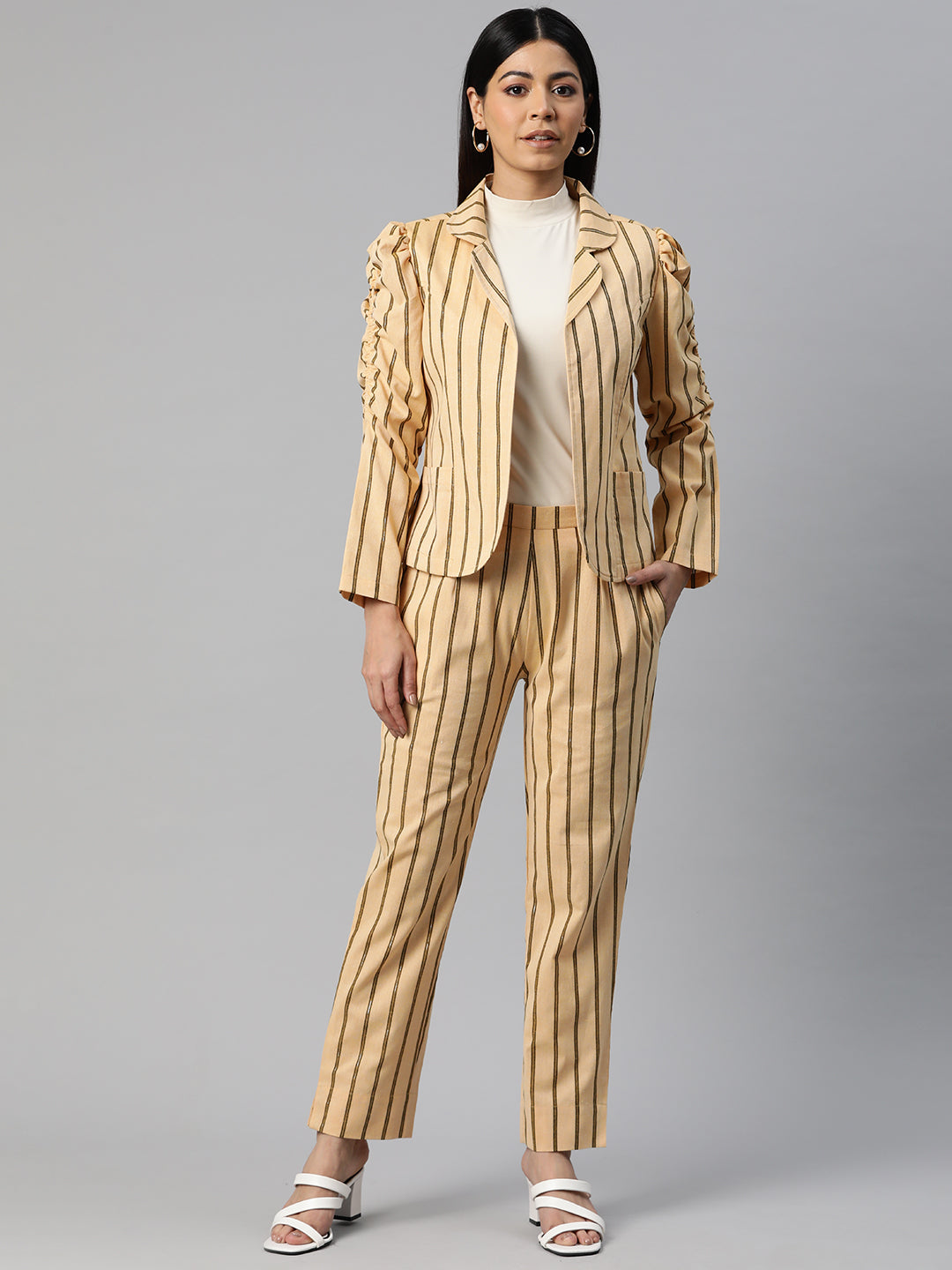 Cottinfab Striped Pure Cotton Two-Piece Formal Suit
