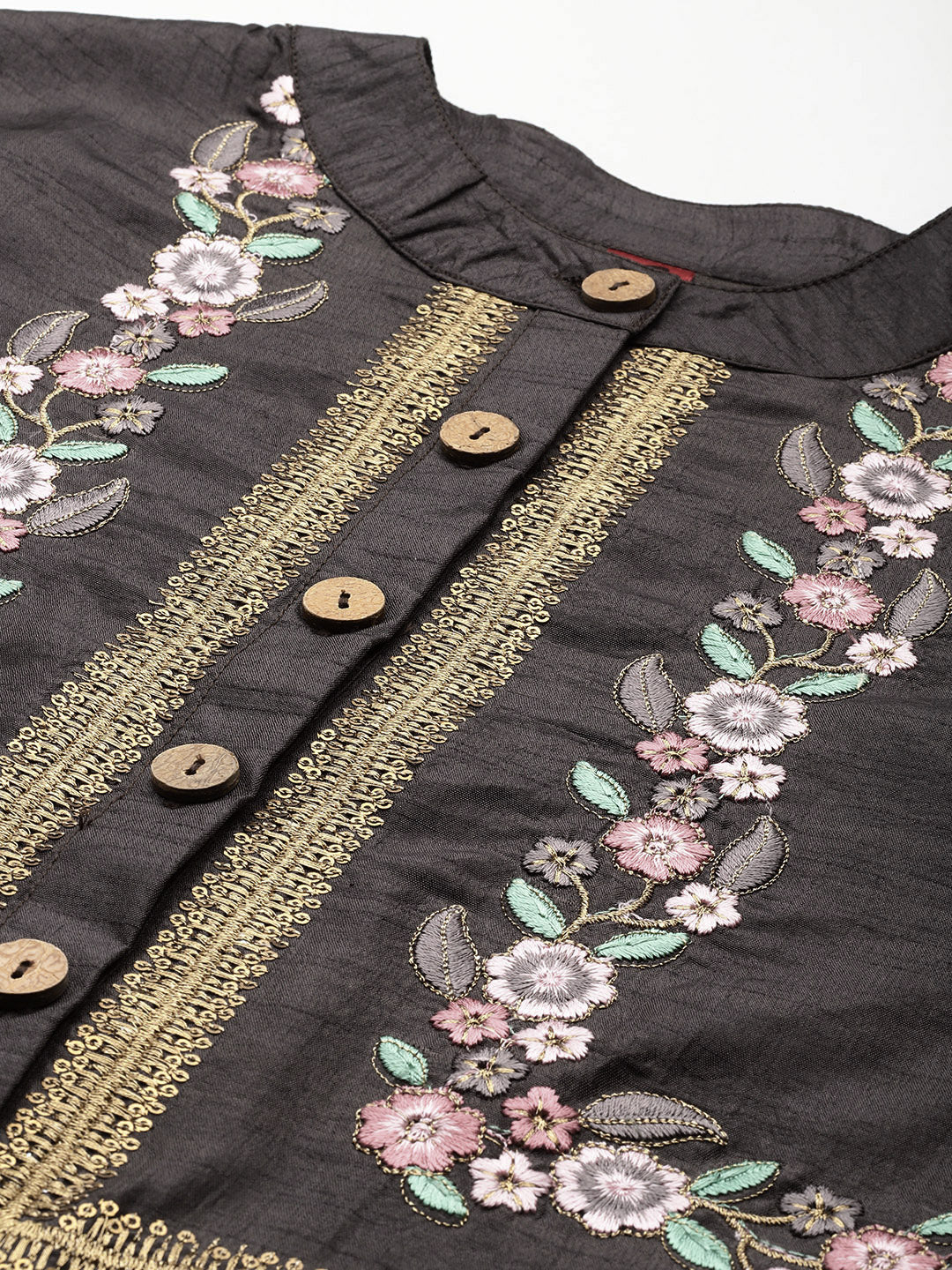 Cottinfab Mandarin Collar Embroidered Tunic