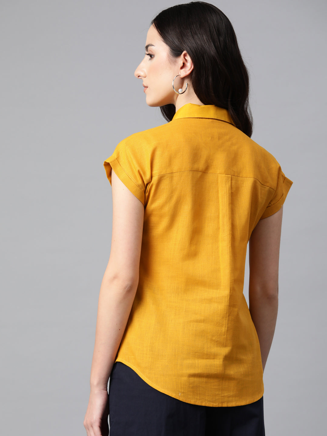 Cottinfab Solid Cotton Shirt Style Top