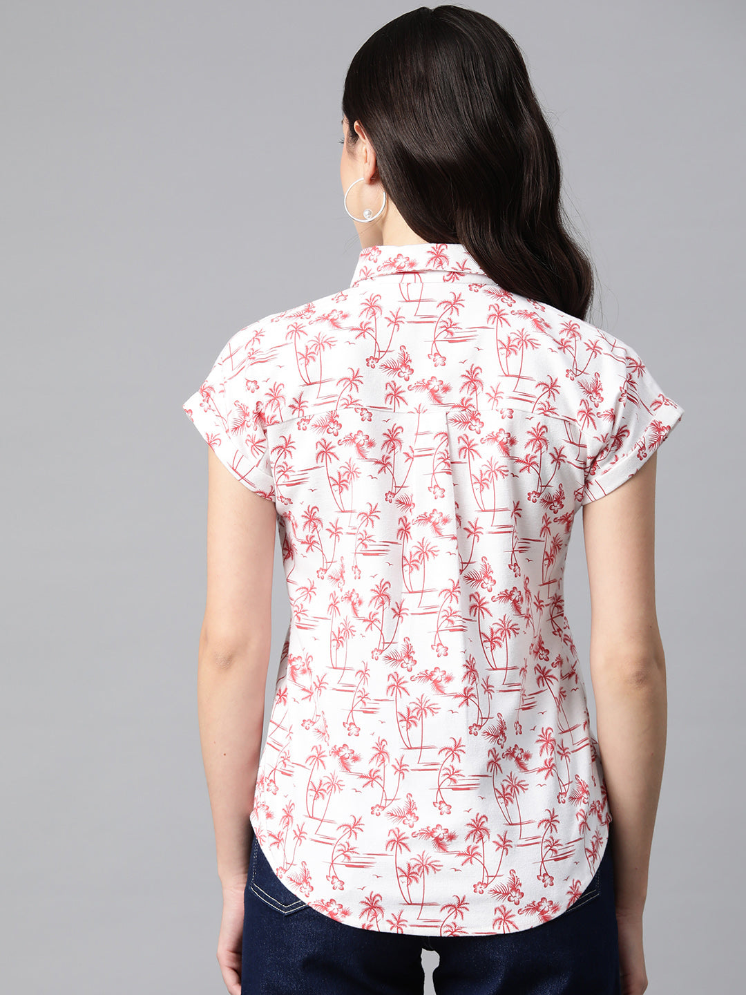 Cottinfab Tropical Print Shirt Style Top