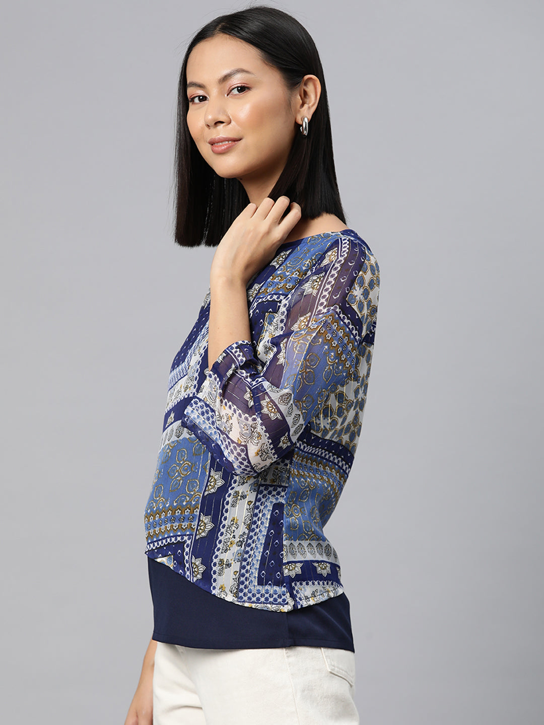 Cottinfab Print Layered Georgette Top