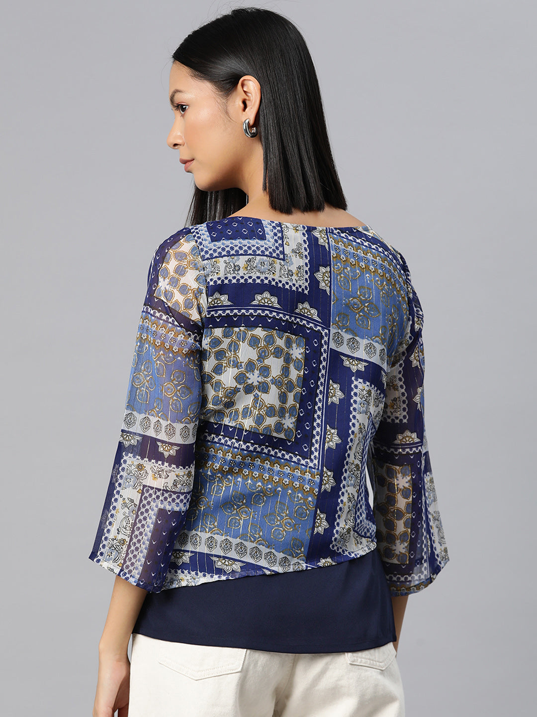 Cottinfab Print Layered Georgette Top