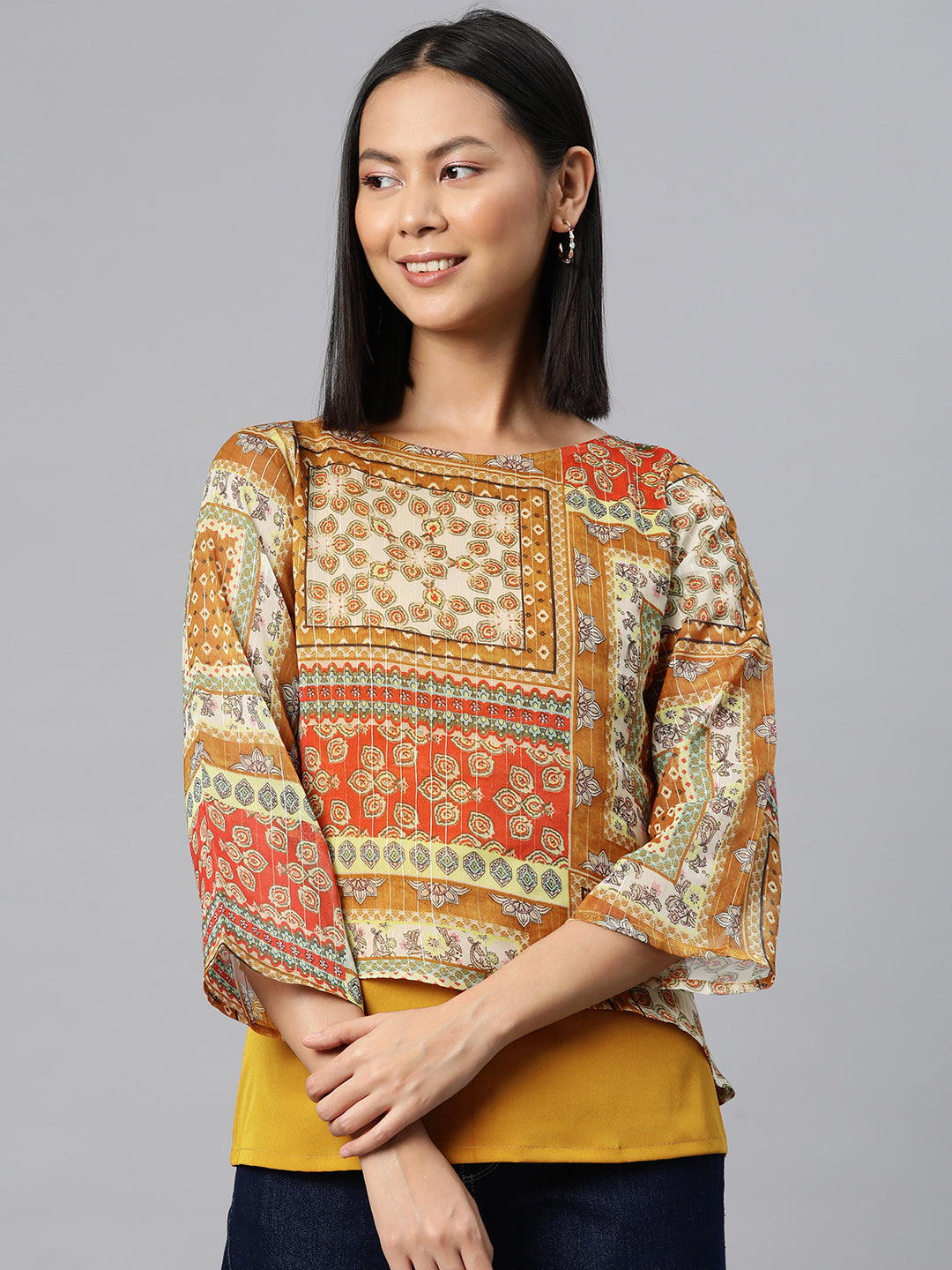 Cottinfab Print Layered Ethnic Top