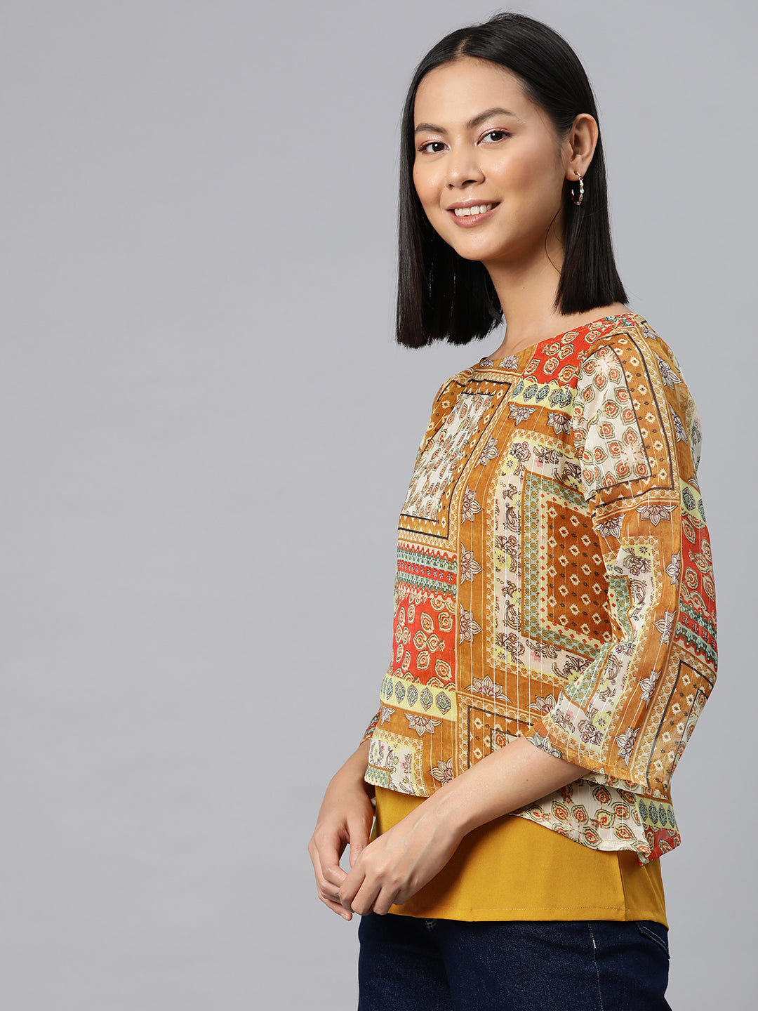 Cottinfab Print Layered Ethnic Top