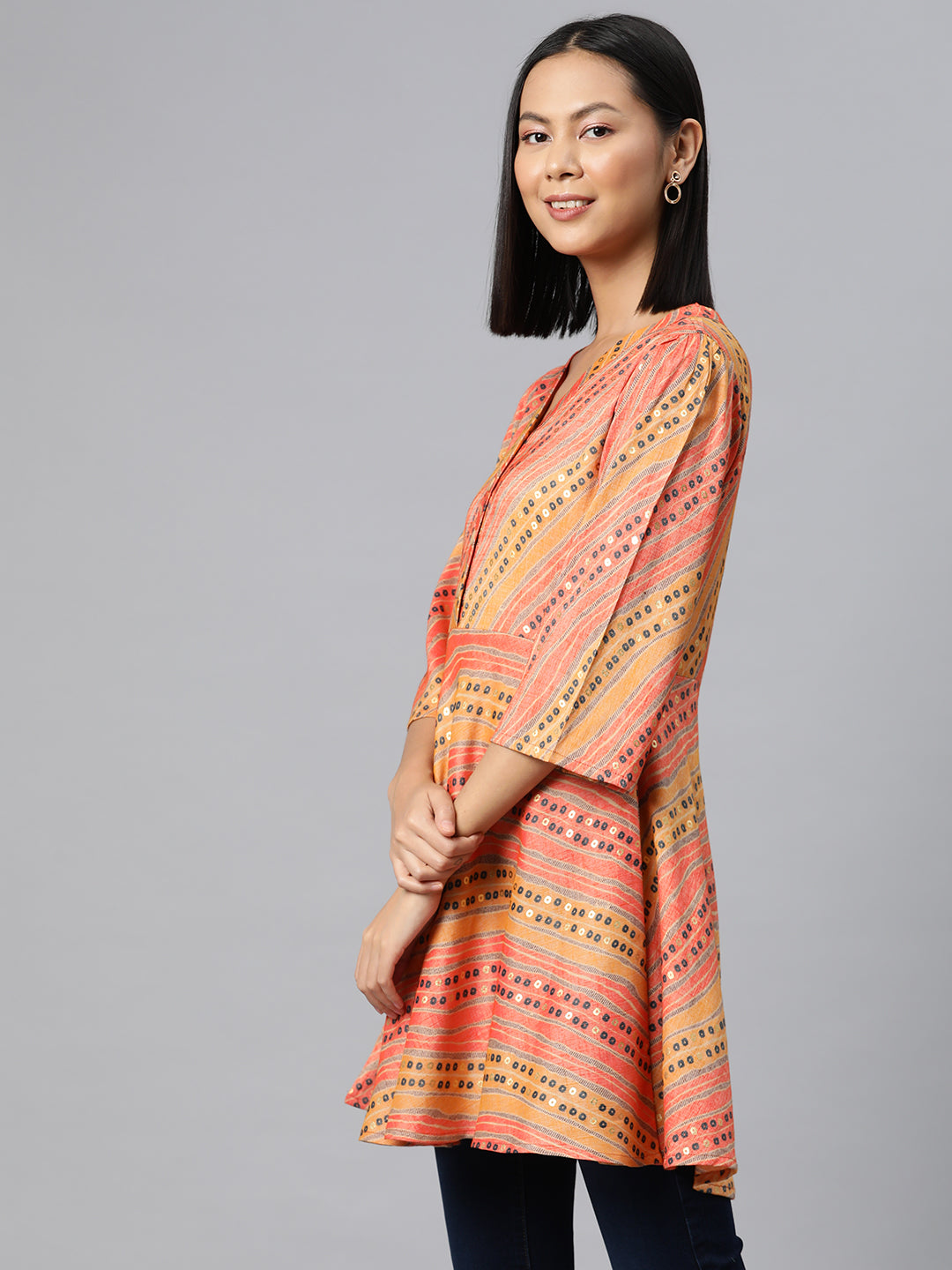 Cottinfab Ethnic Motifs Print Longline Top