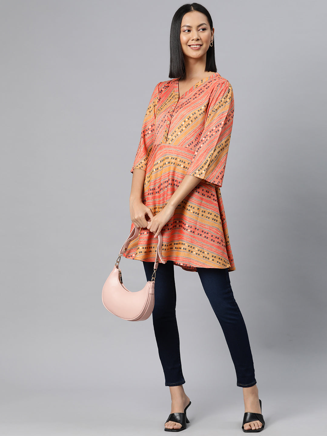 Cottinfab Ethnic Motifs Print Longline Top