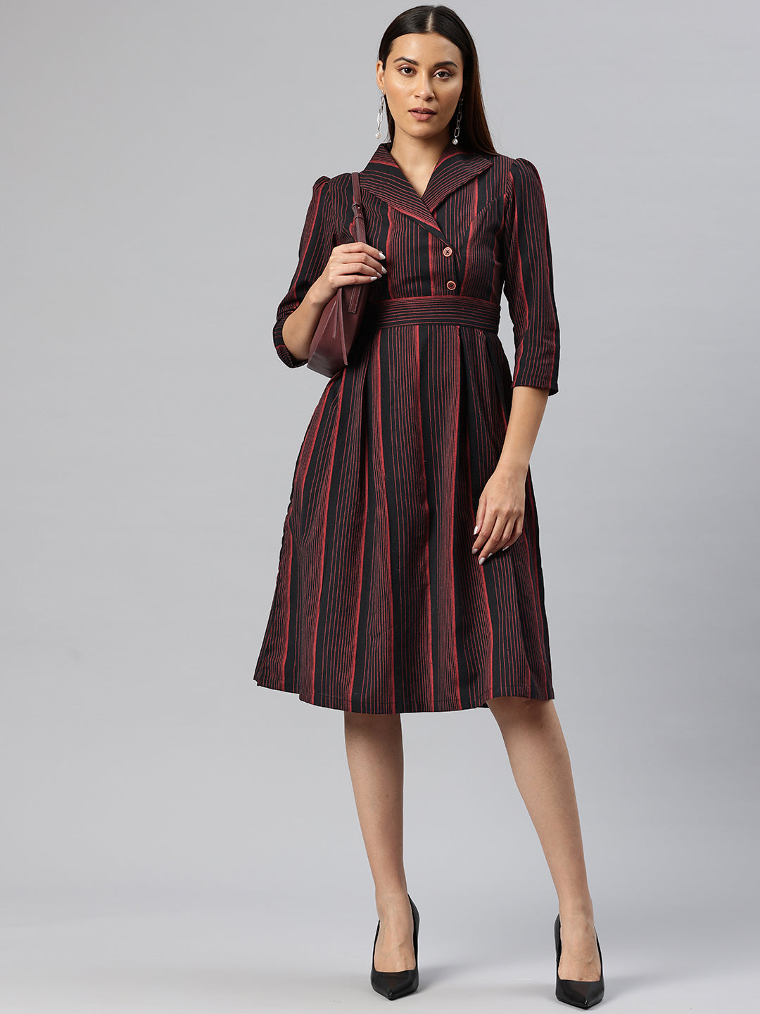 Cottinfab Striped Belted Blazer Dress