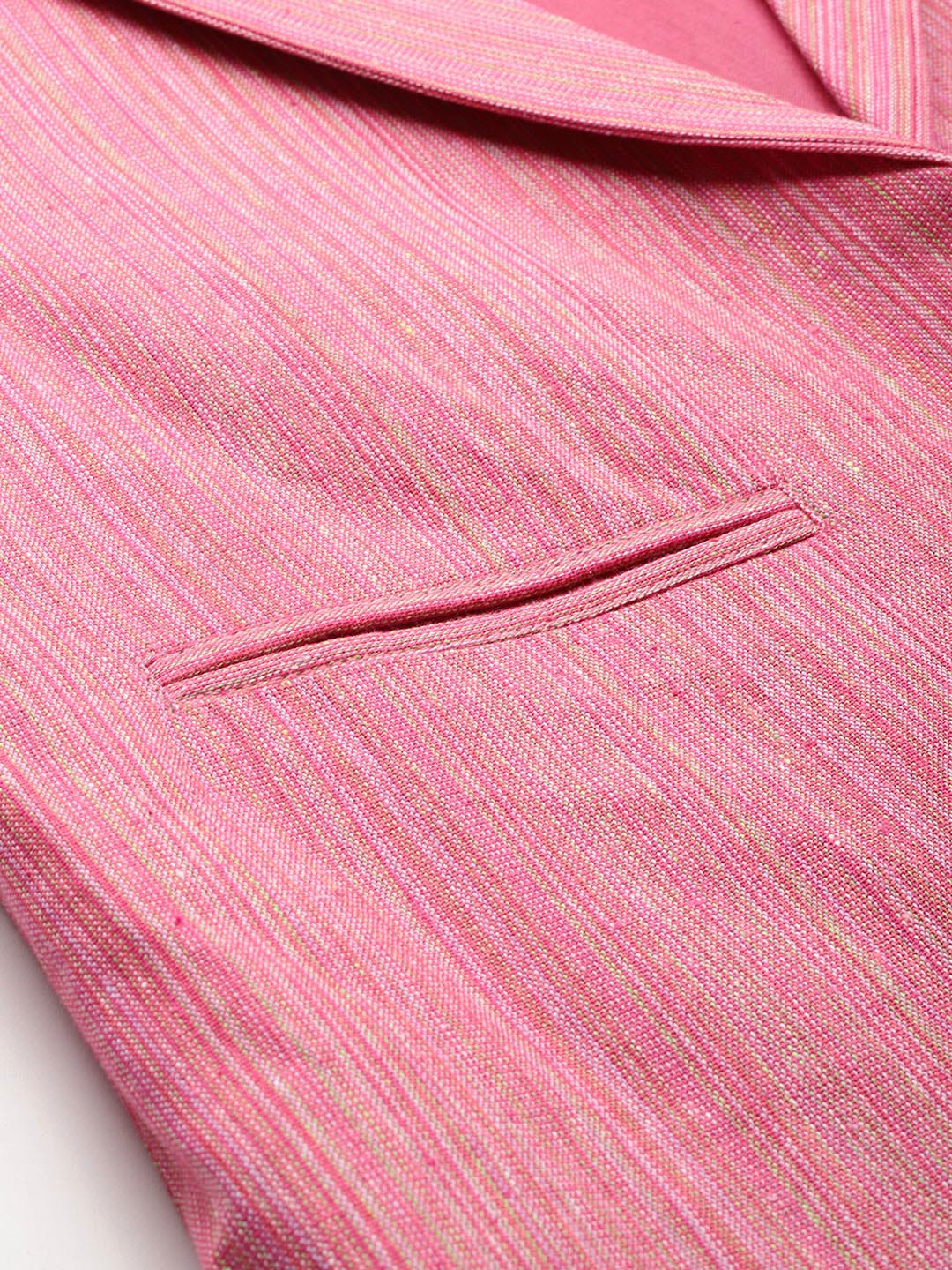 Cottinfab Striped Single-Breasted Pure Cotton Casual Blazer