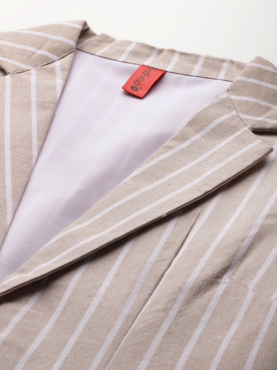 Cottinfab Striped Single-Breasted Pure Cotton Casual Blazer