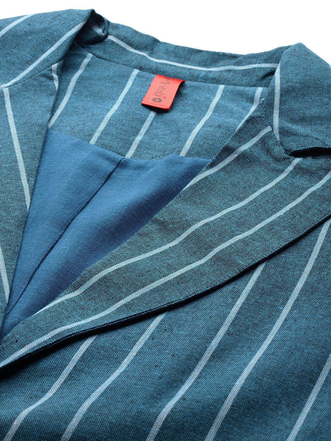 Cottinfab Striped Single-Breasted Pure Cotton Casual Blazer