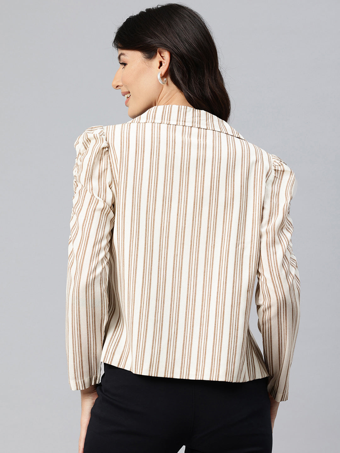 Cottinfab Striped Lightweight Open Front Jacket