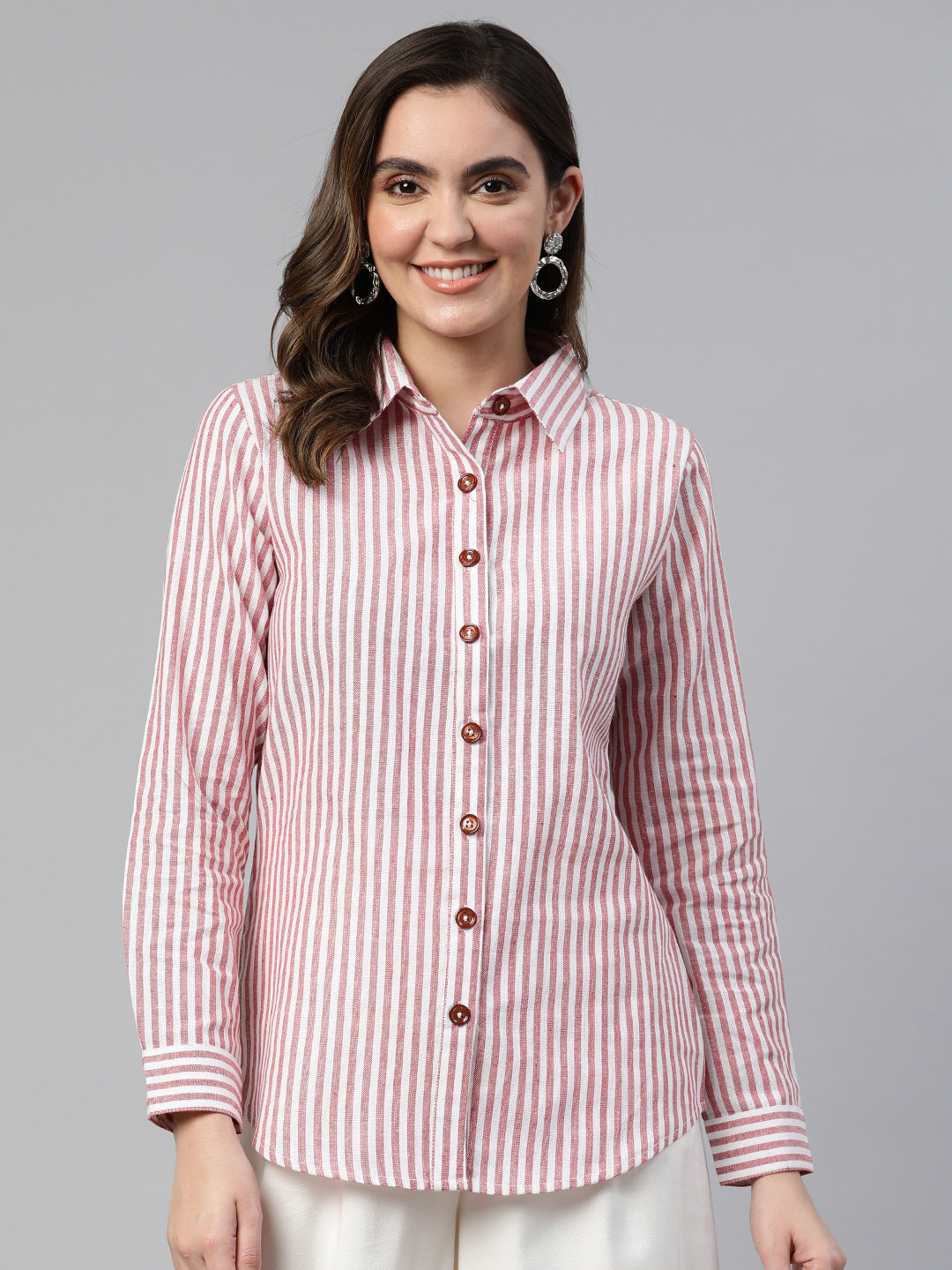 Cottinfab Slim Fit Opaque Striped Cotton Casual Shirt