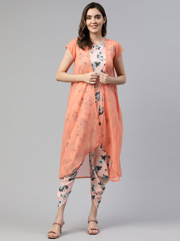 Cottinfab Printed Culotte Jumpsuit with Shrug