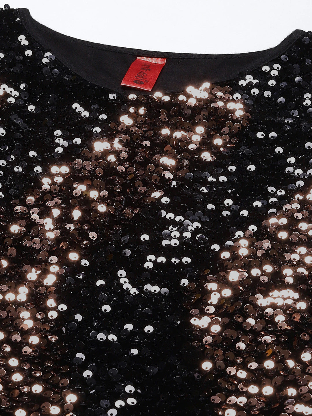 Cottinfab Black & Copper-Toned Sequined Sheath Midi Dress