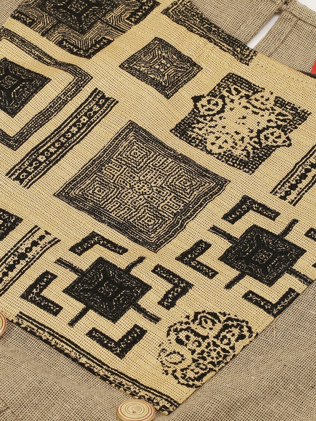 Cottinfab Women Beige Printed Detail Empire Pure Cotton Top