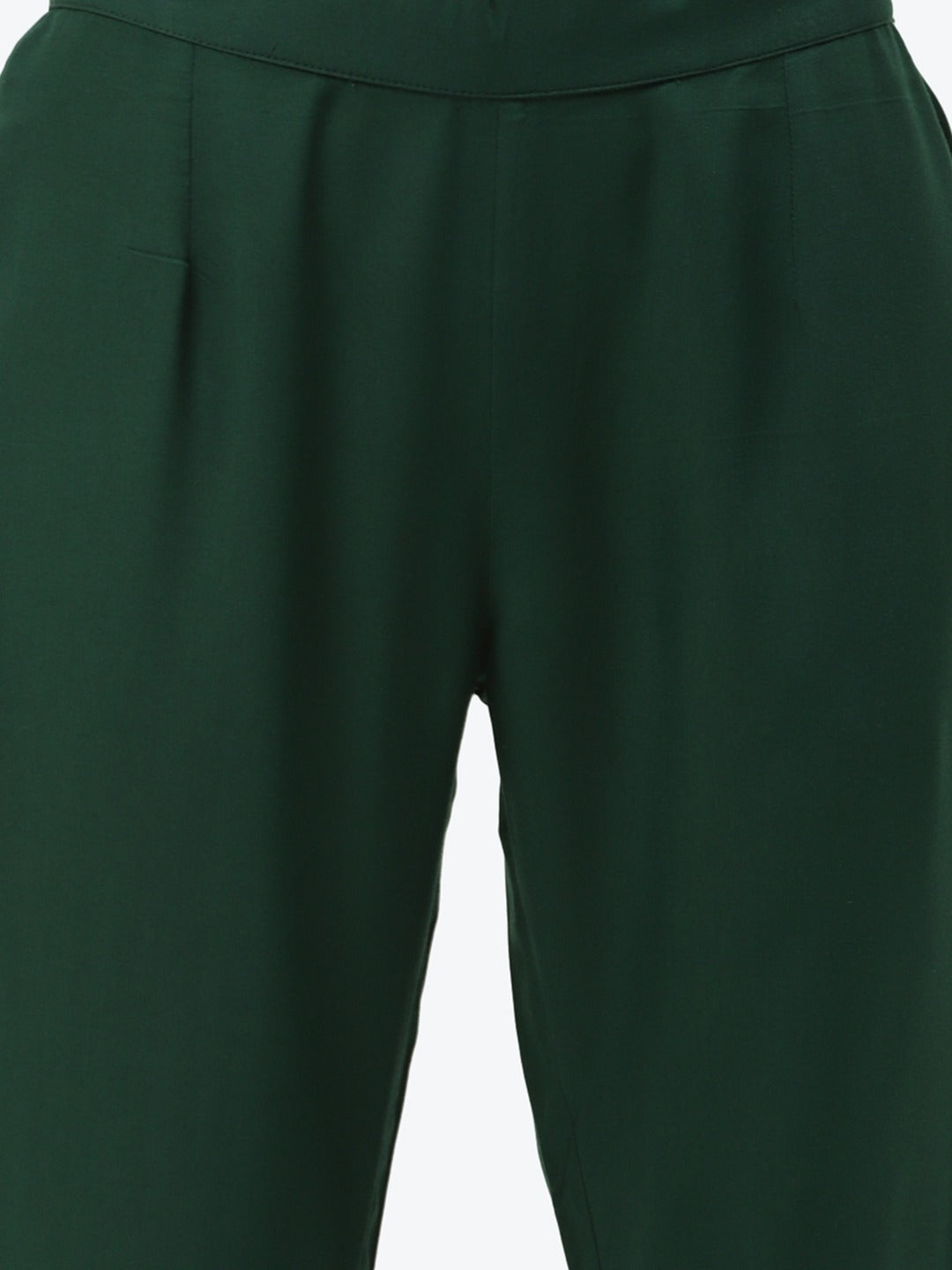 Cottinfab Women Green Printed Kurta with Trousers
