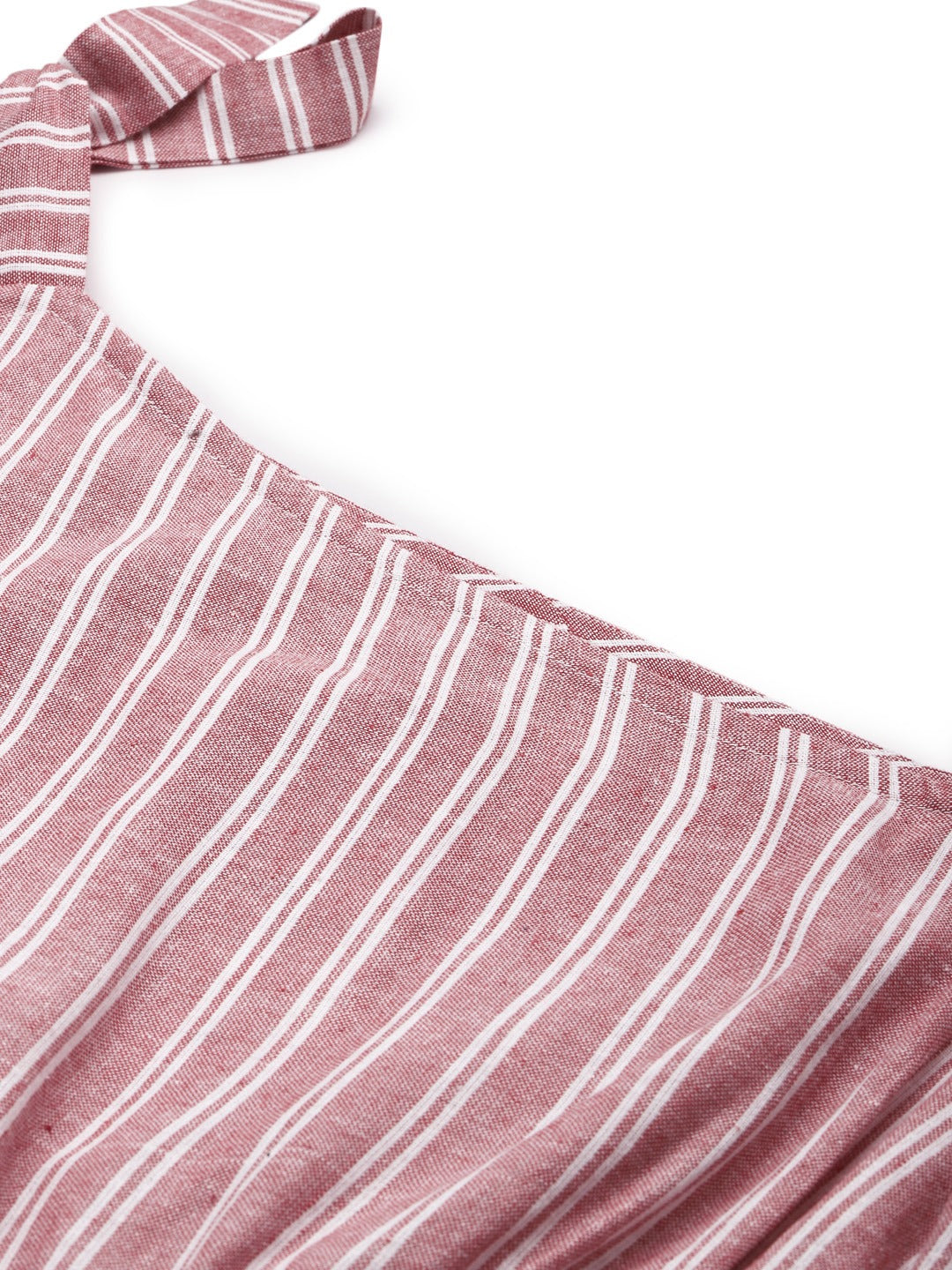 Cottinfab Red & White Striped Cotton Culotte Jumpsuit