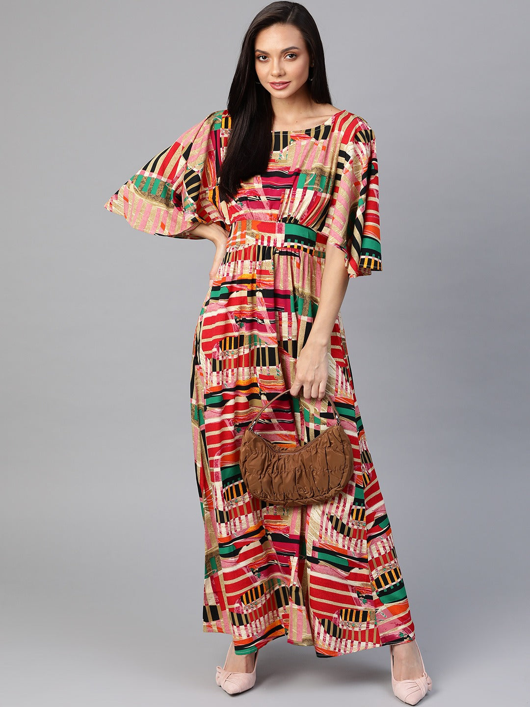 Multicoloured Geometric Print Maxi Dress