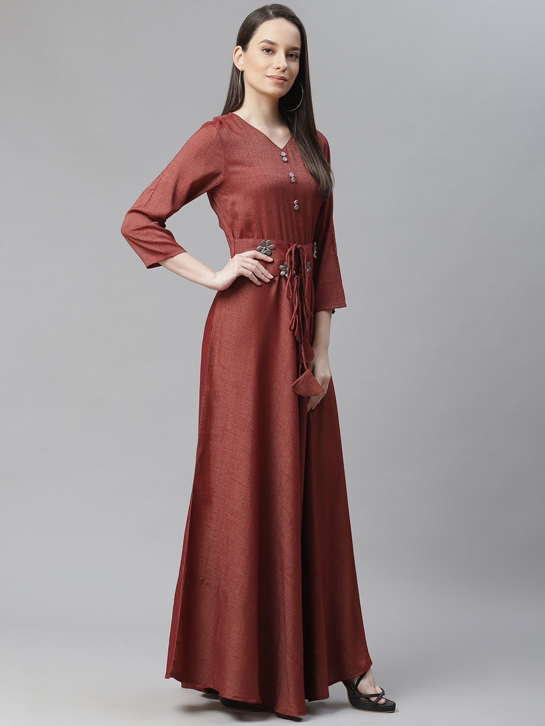 Maroon Ethnic Maxi Dress