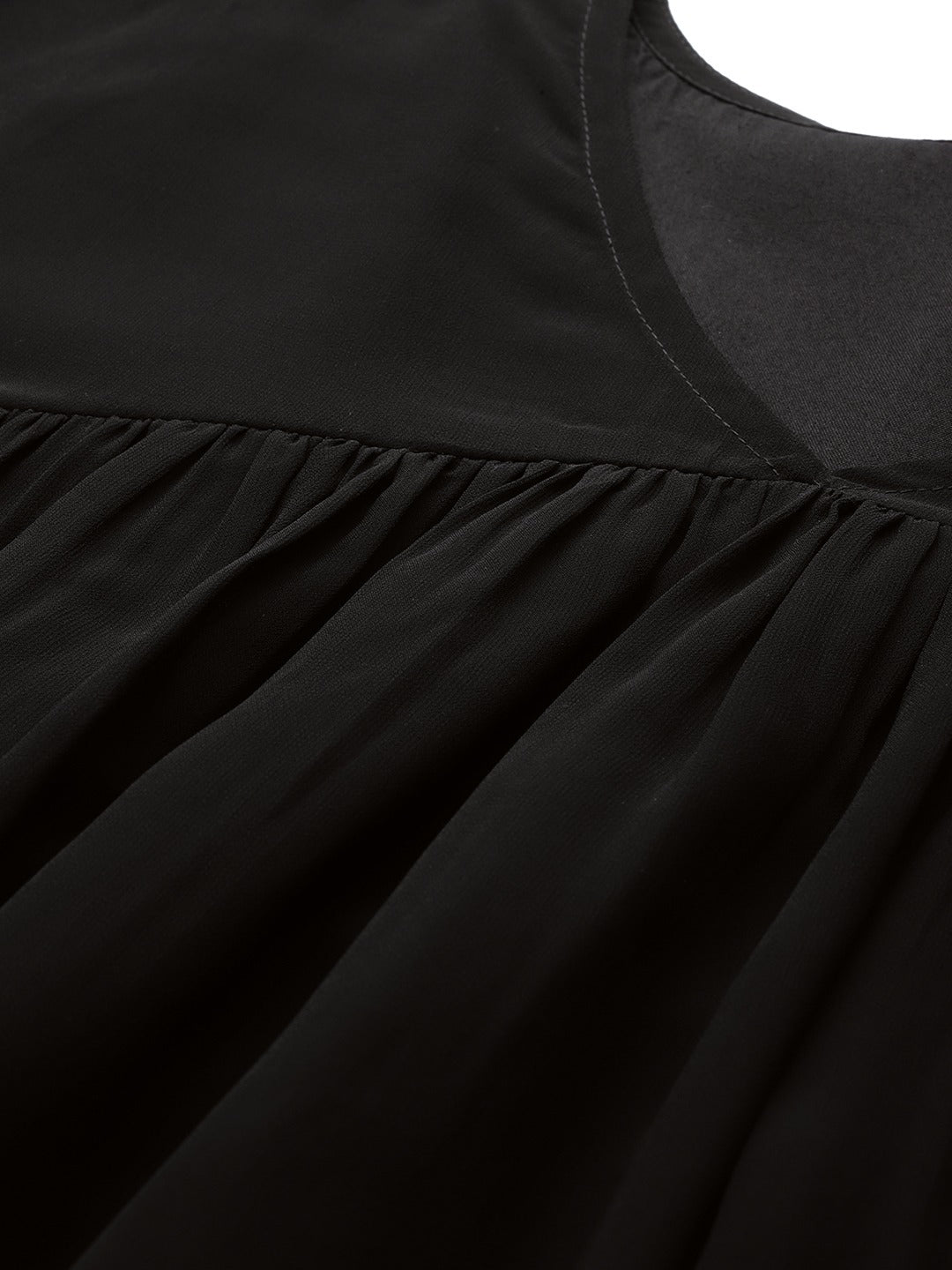 Cottinfab Black Solid High-Low Maxi Dress
