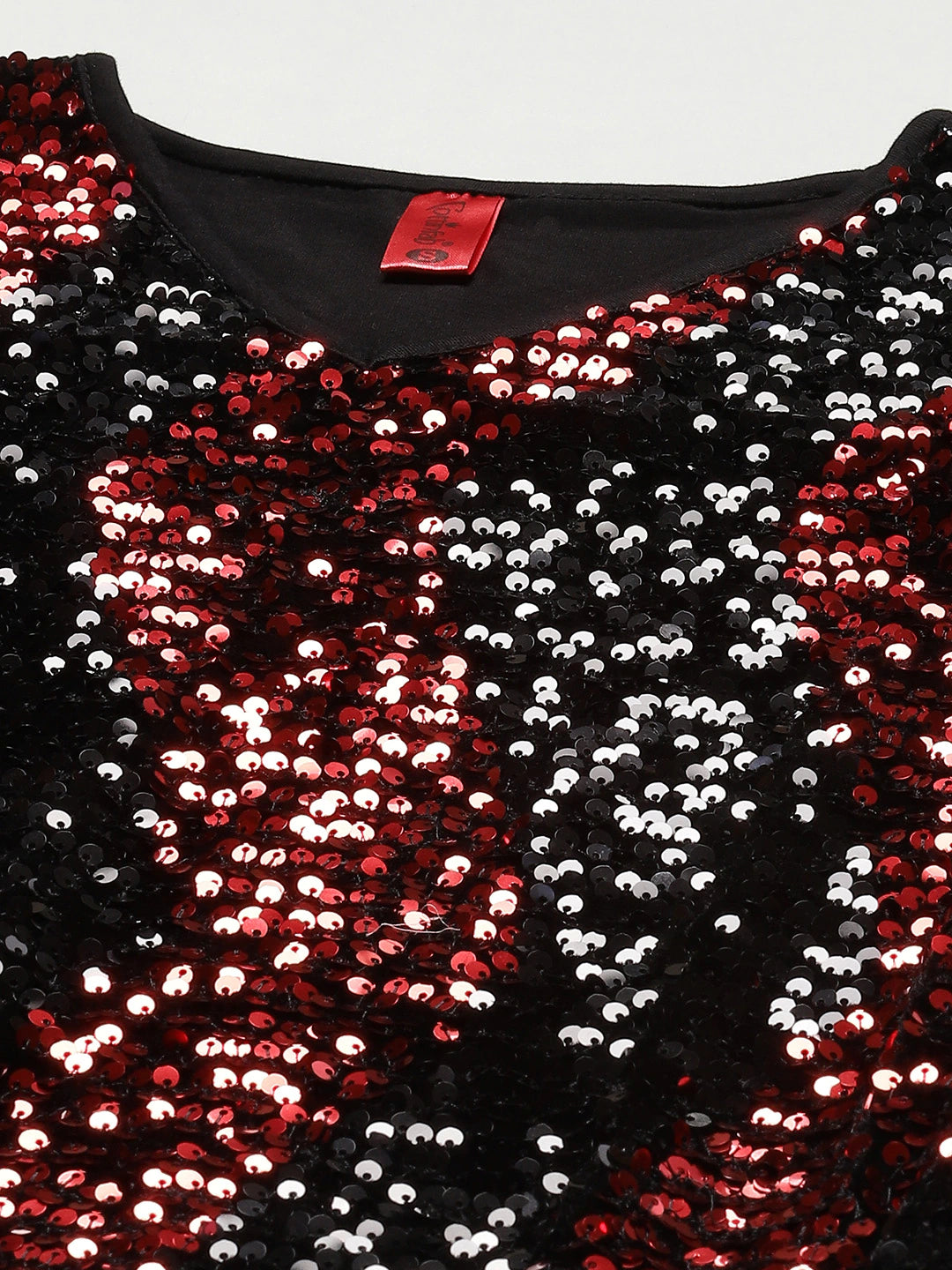 Cottinfab Black & Red Embellished Sheath Maxi Dress