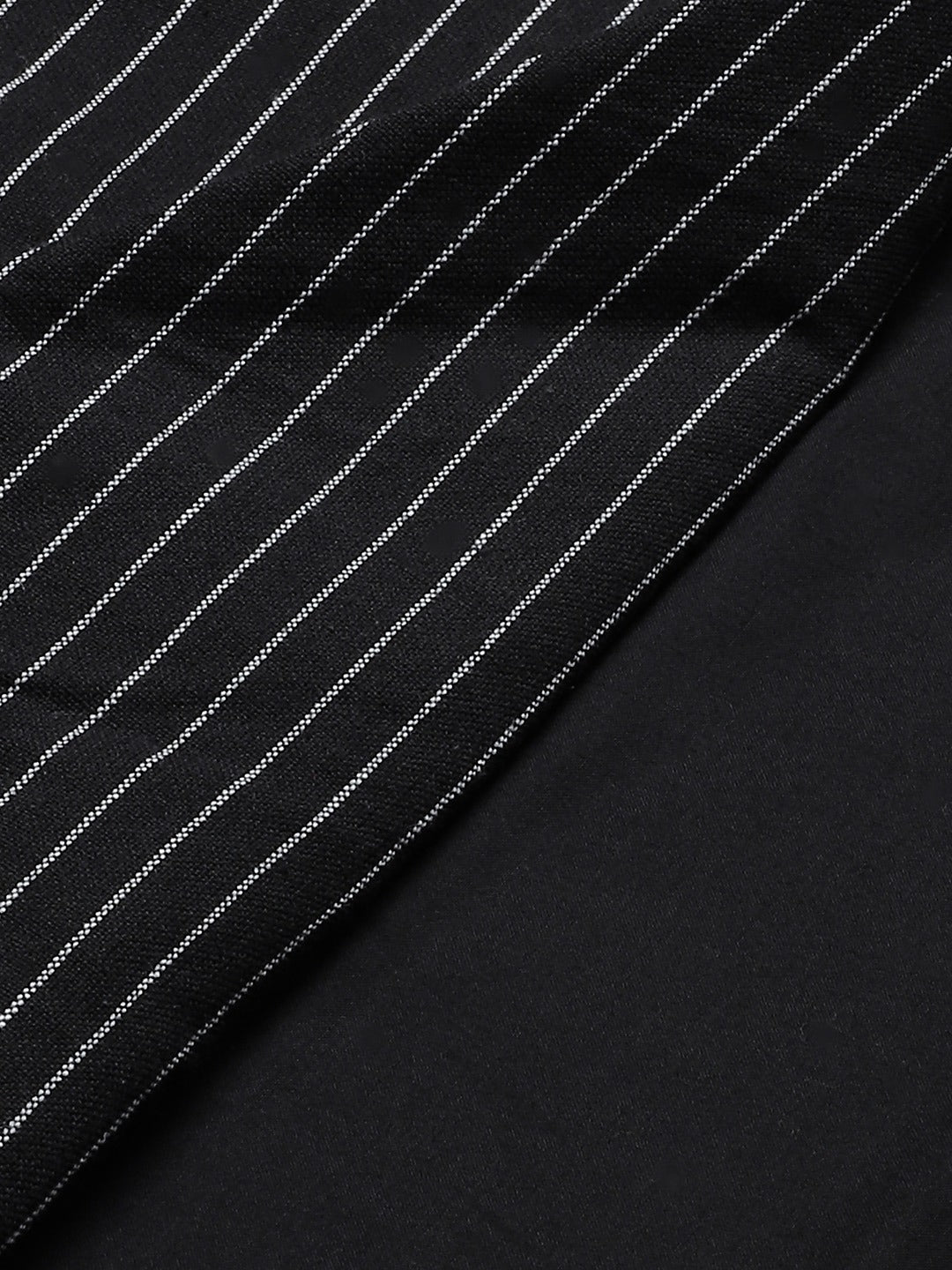 Cottinfab Black & Beige Striped Single Breasted Regular Fit Blazer