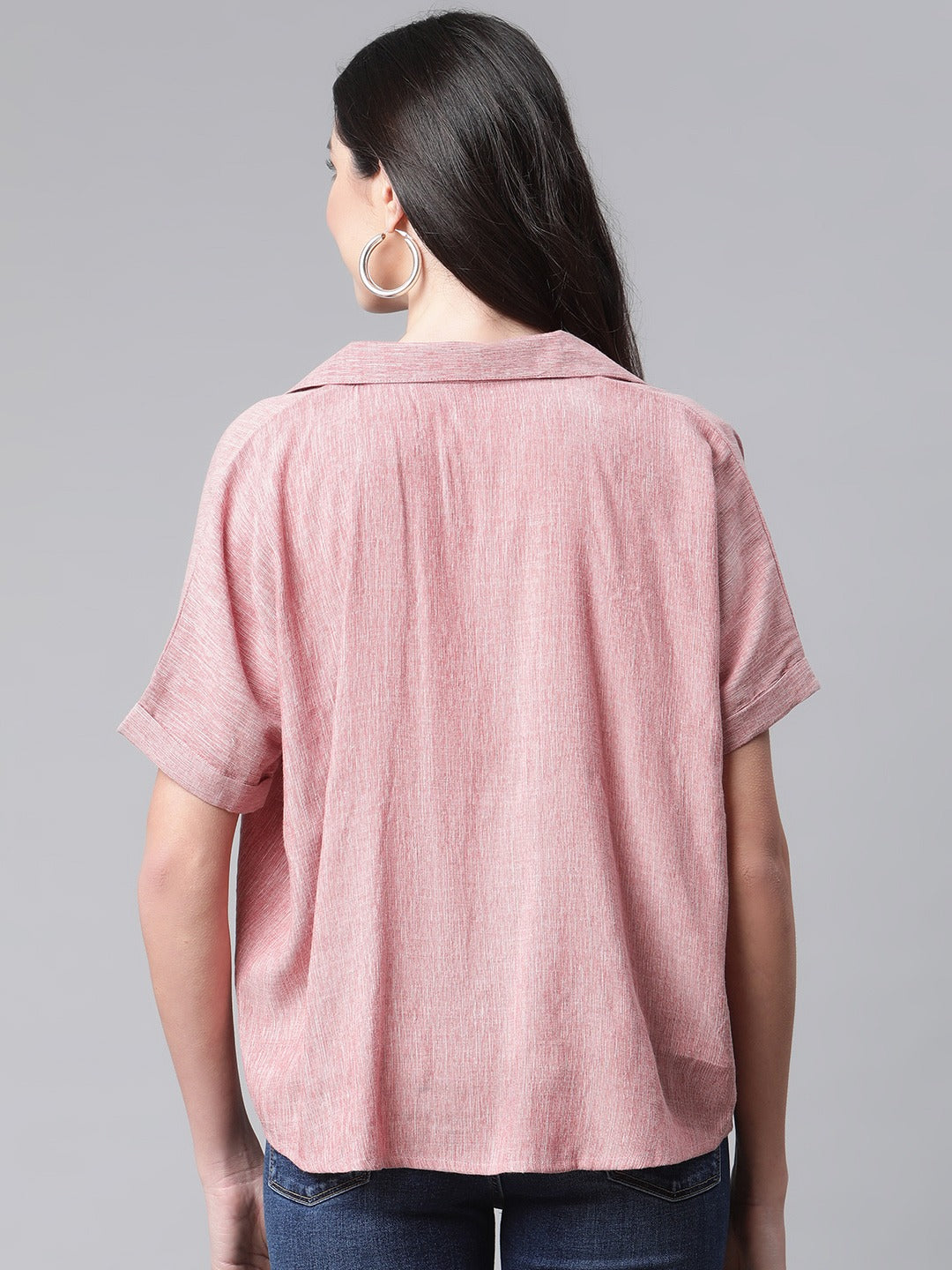 Cottinfab Women Pink Opaque Casual Shirt
