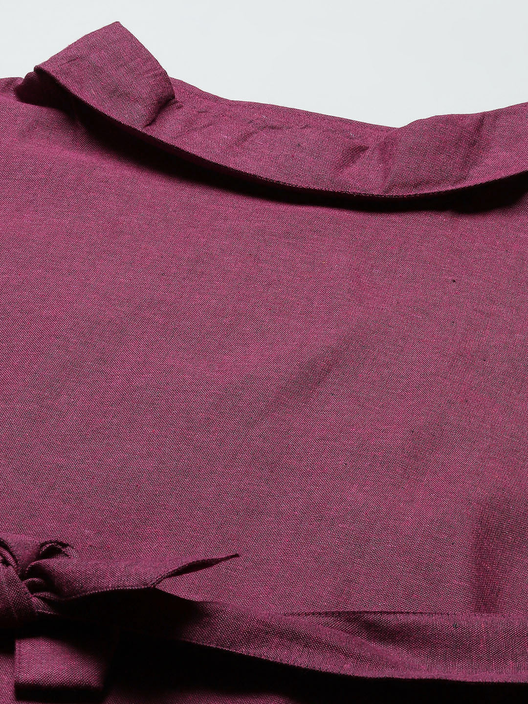 Cottinfab Burgundy Solid A-Line Dress with Belt