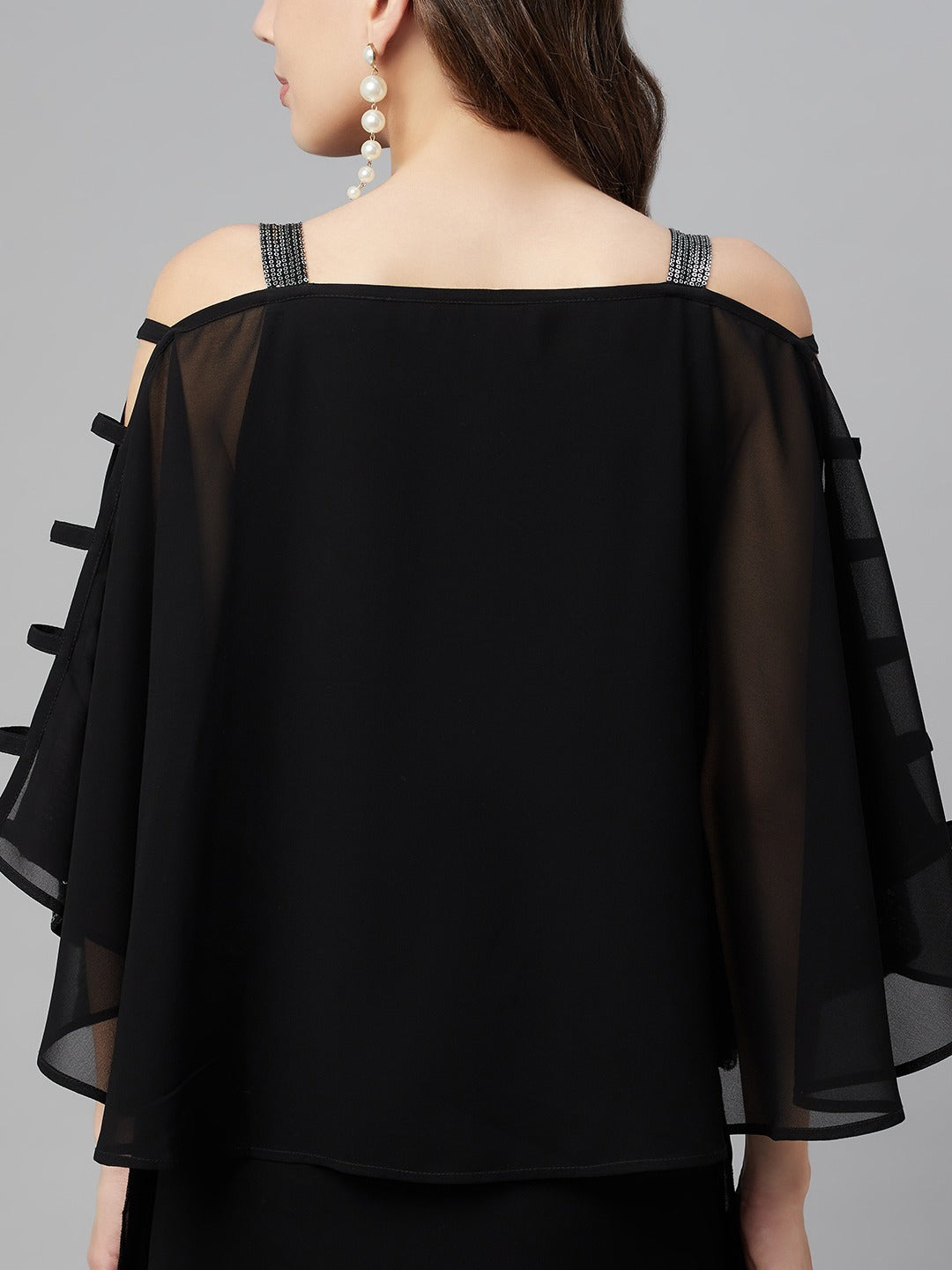 Cottinfab Women Black & Grey Cut-Out Detail Maxi Dress