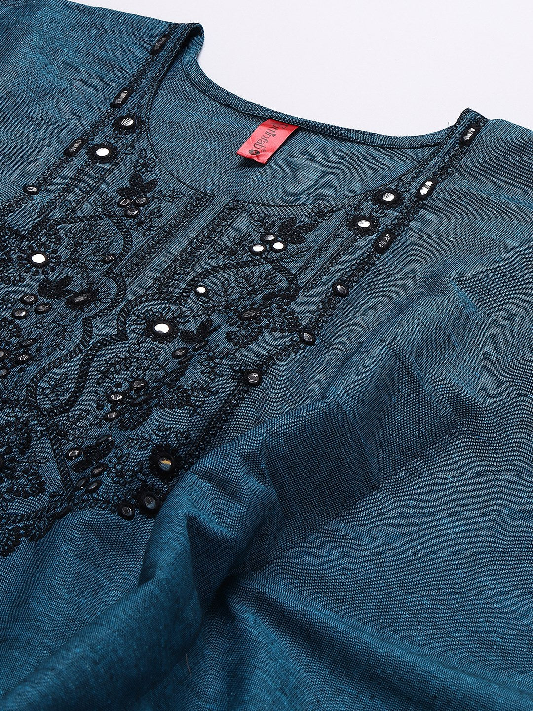 Blue Ethnic Motifs Embroidered Kaftan Dress
