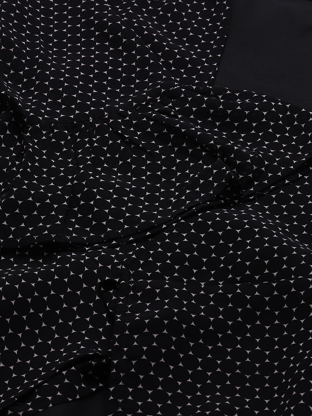 Black & White Polka Dots Crepe Midi Dress