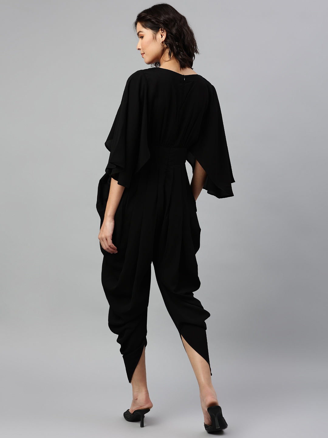 Cottinfab Black Dhoti Jumpsuit with Embellished Detail