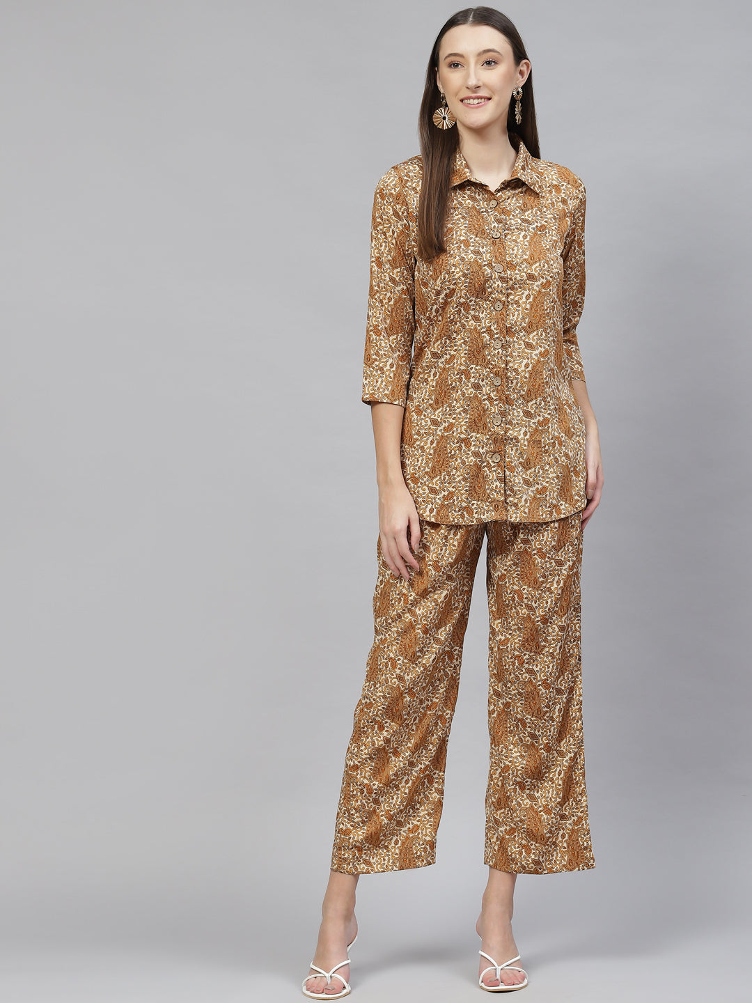 Cottinfab Women Printed Shirt With Trousers