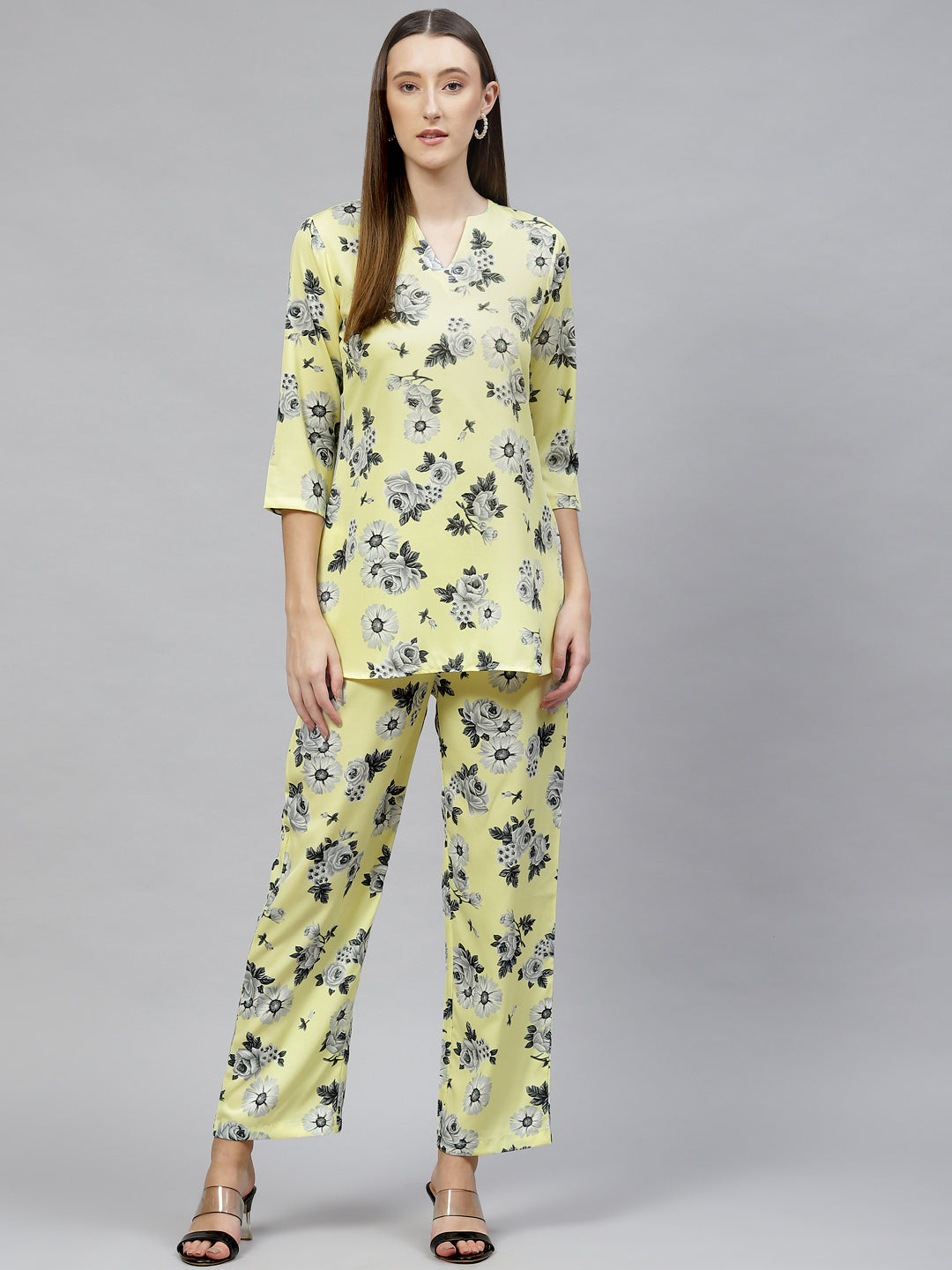 Cottinfab Women Floral Printed Top With Palazzos